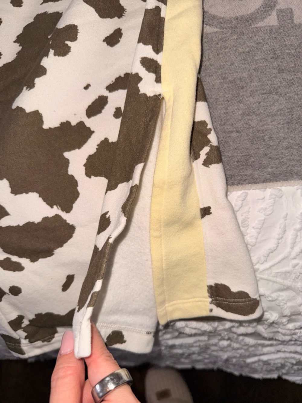 Grayson Threads Wide Leg Cowprint Jogging Pants in Brown & White - Picture 3 of 11